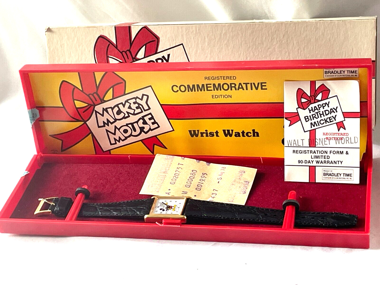 BNIB VINTAGE 1978 DISNEY MICKEY MOUSE COMMEMORATIVE TANK WATCH & BOX - 