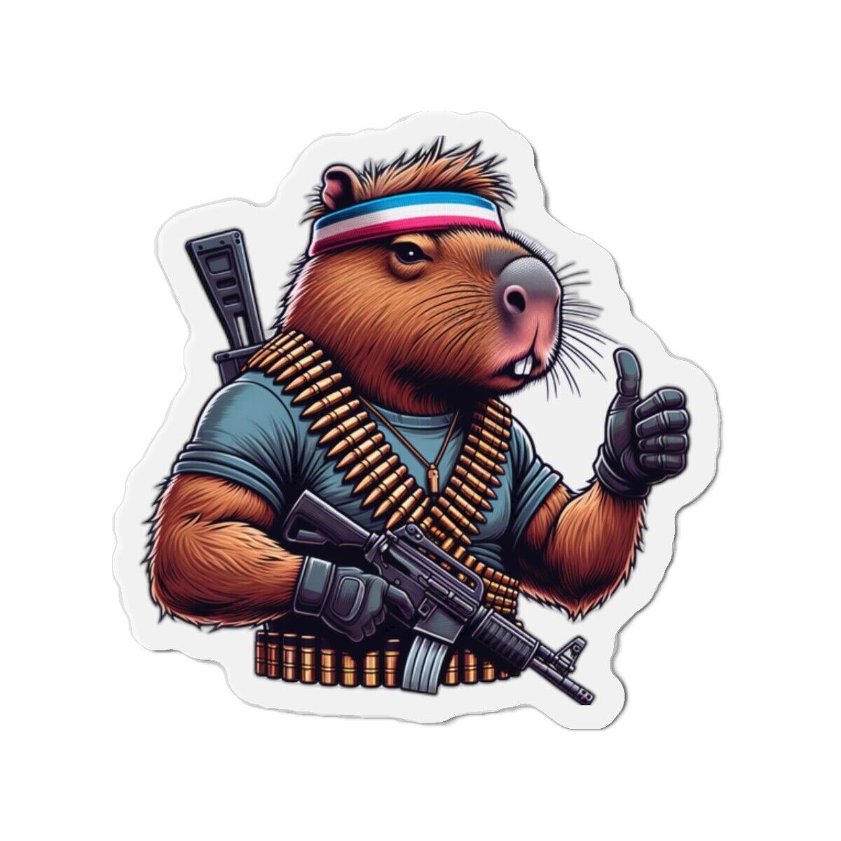 Die-Cut Fridge Magnet Capybara Movie Hero Guns Ammo AK47 Animal Lover Decor Cool