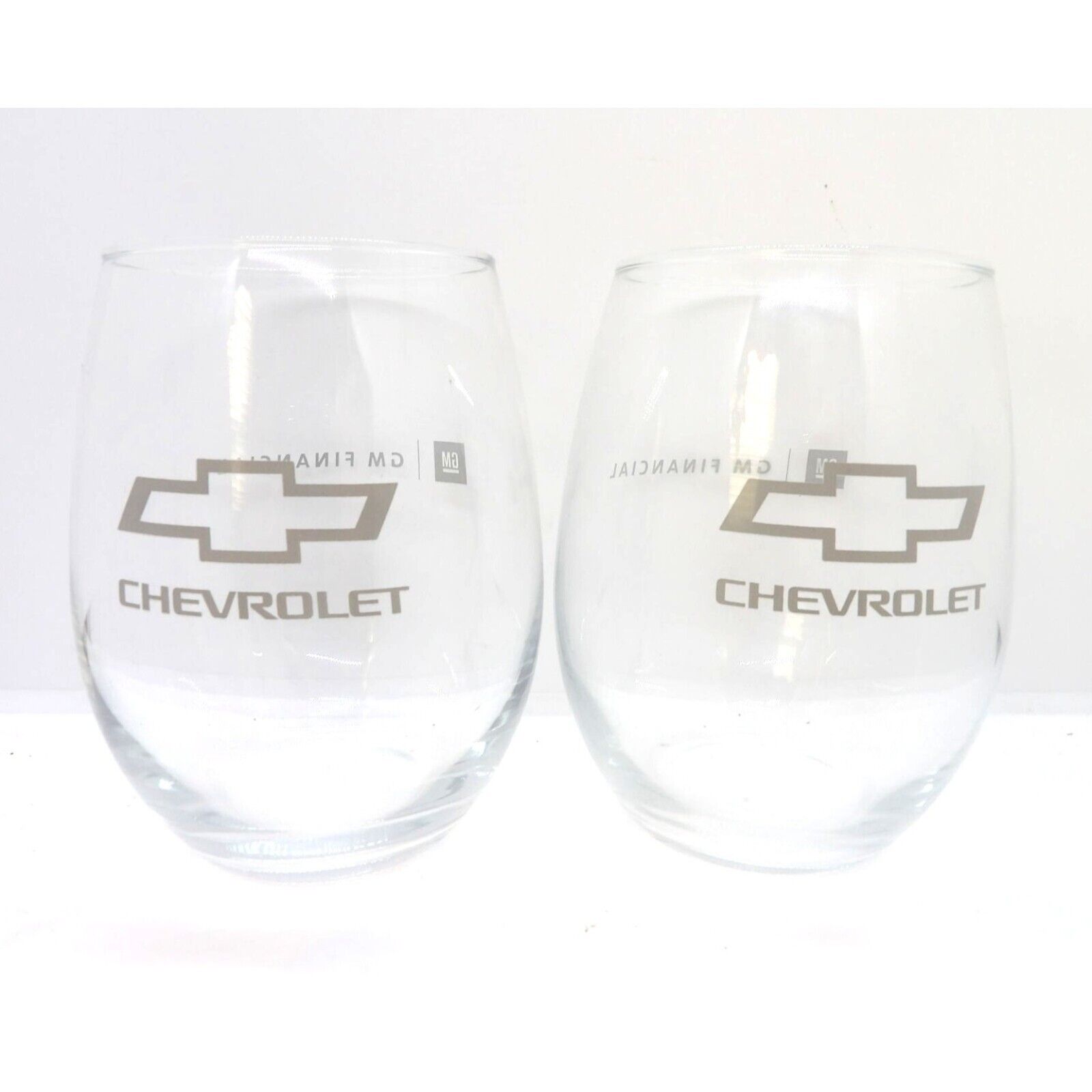 Chevrolet Logo Clear Glass Water Tumblers lot of 2 NOS