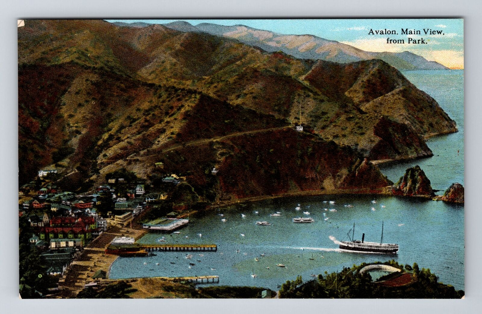 Avalon CA-California, Avalon Main View from Park, Vintage Postcard