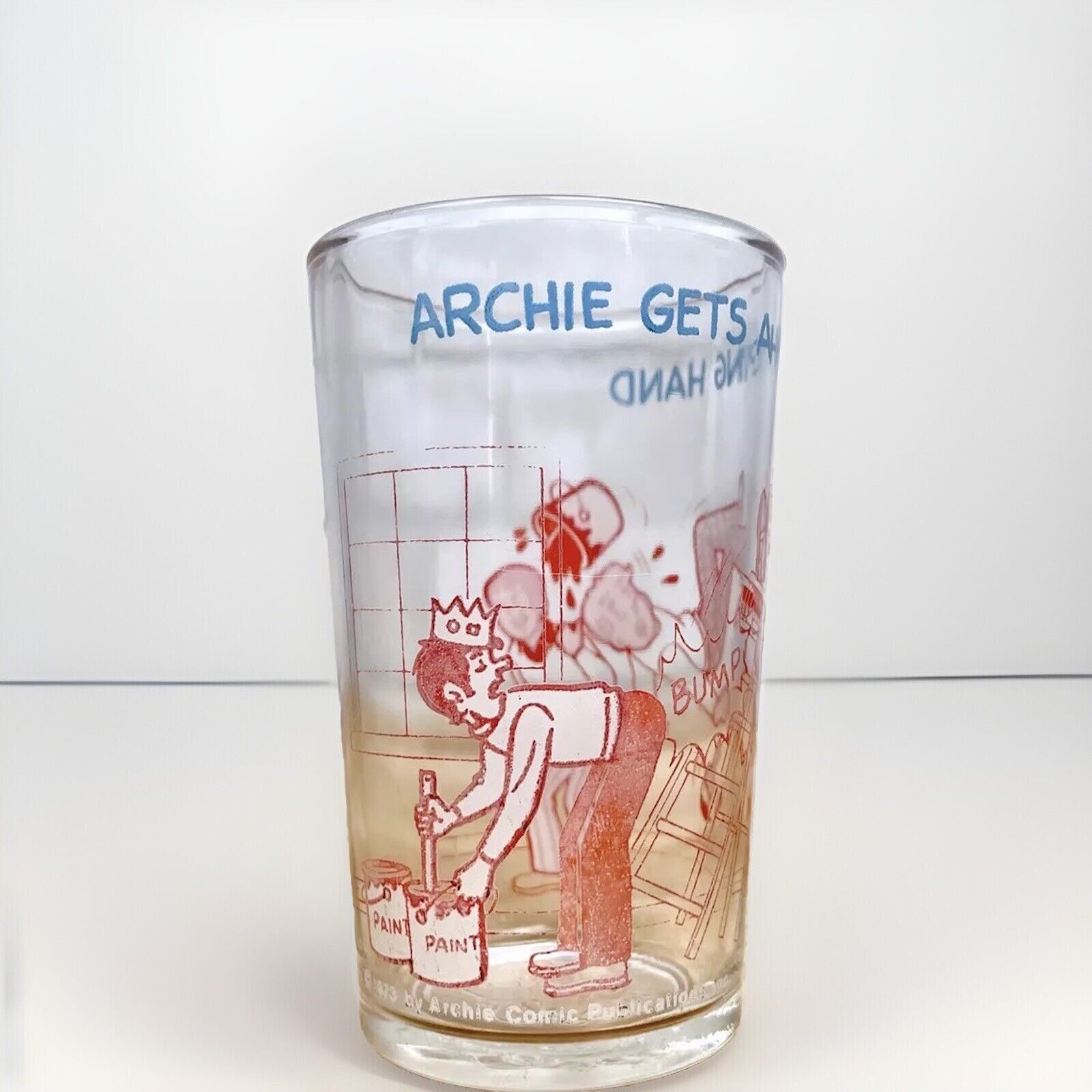 Vintage 1973 Archie Comic Jelly Glass Archie Gets a Helping Hand