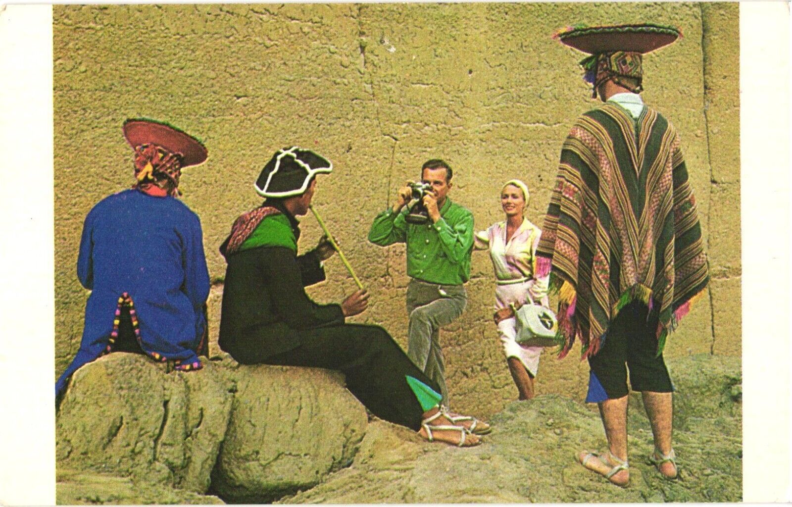 Peru At The Pre-inca Ruins Of Cuzco PANAGRA Sky Card Postcard