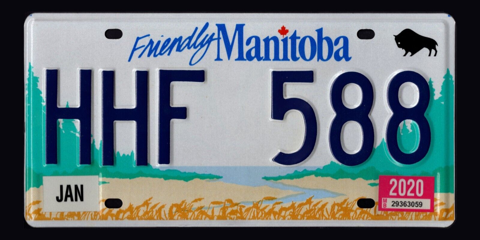 Natural January 2020 Friendly Manitoba MB License Plate, Mint HHF 588 US Seller
