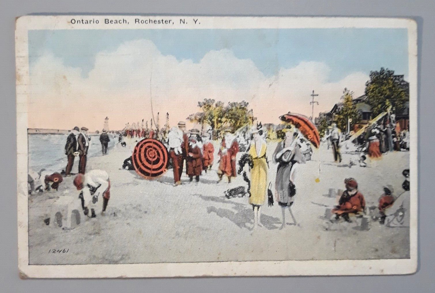 Rochester NY Vintage Postcard 1922 Ontario Beach People on Beach