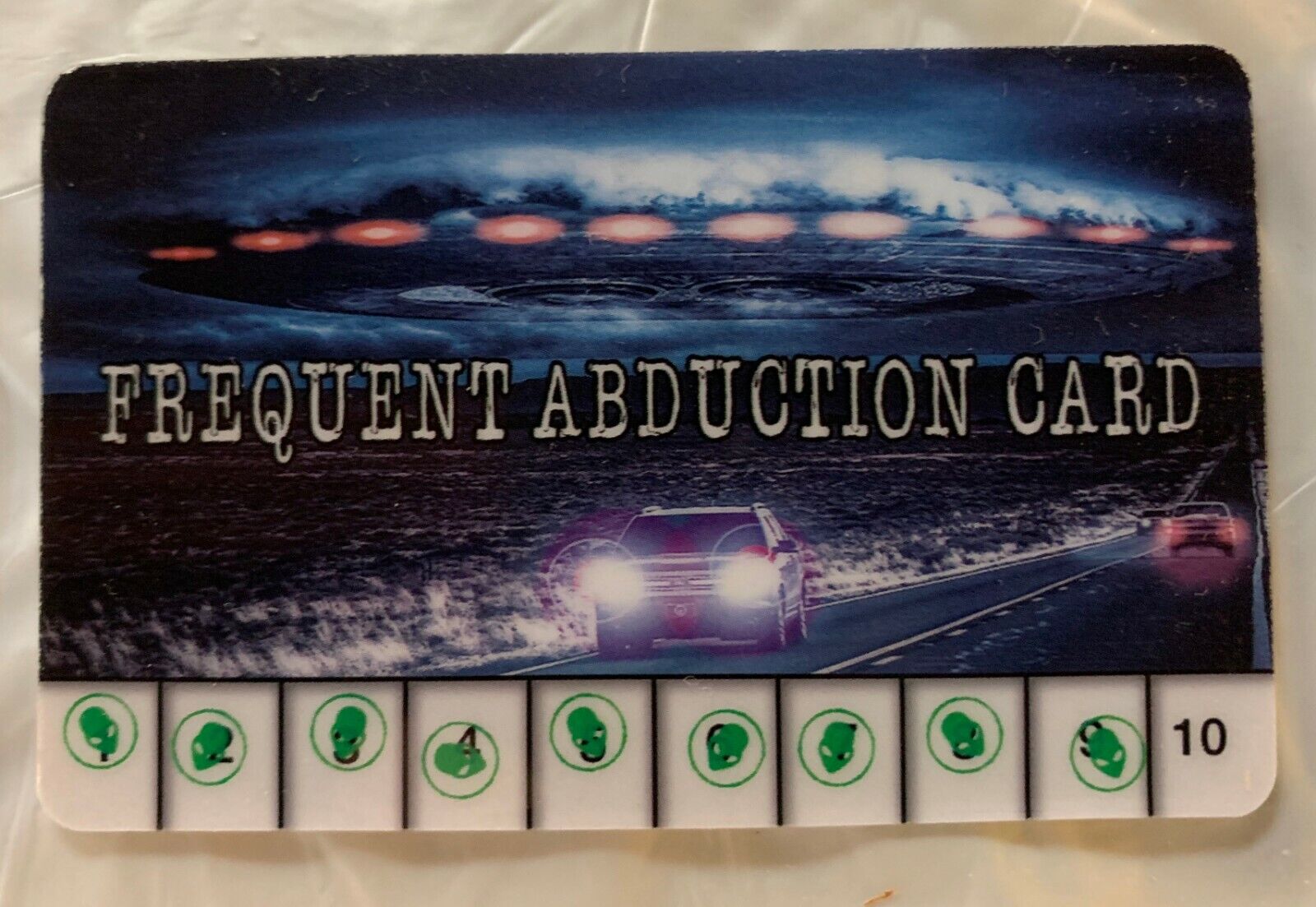 UFO Alien Frequent Abduction Card Roswell New Mexico Area 51 Saucer Spaceship