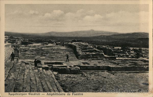 Greece Crete Amphitheatre de Faestos N. Alikiotis Postcard Vintage Post Card