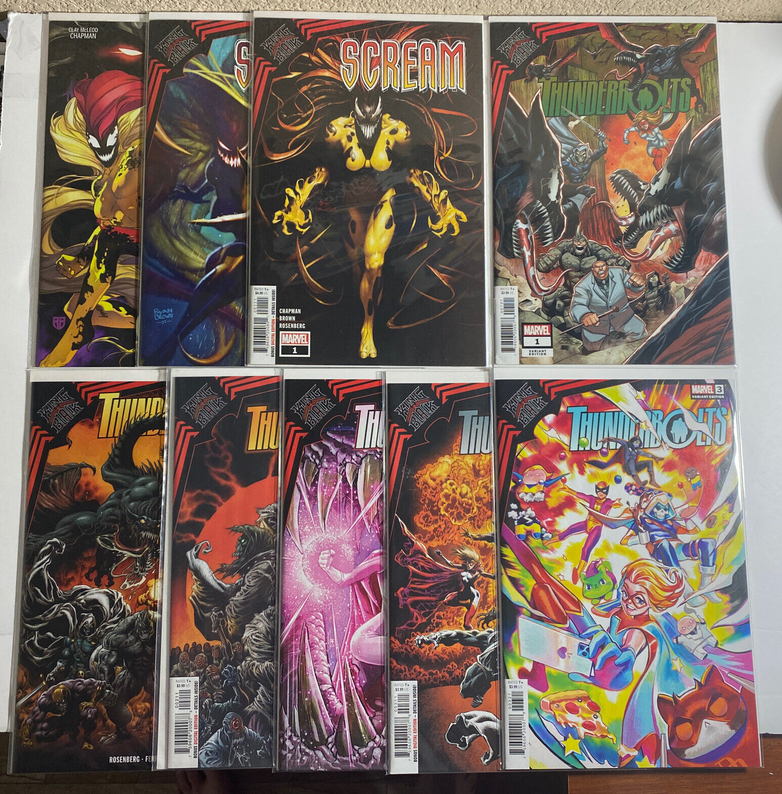 THUNDERBOLTS KING IN BLACK 1 2 3 + Variant Scream 1 - Includes 9 Books Total NM