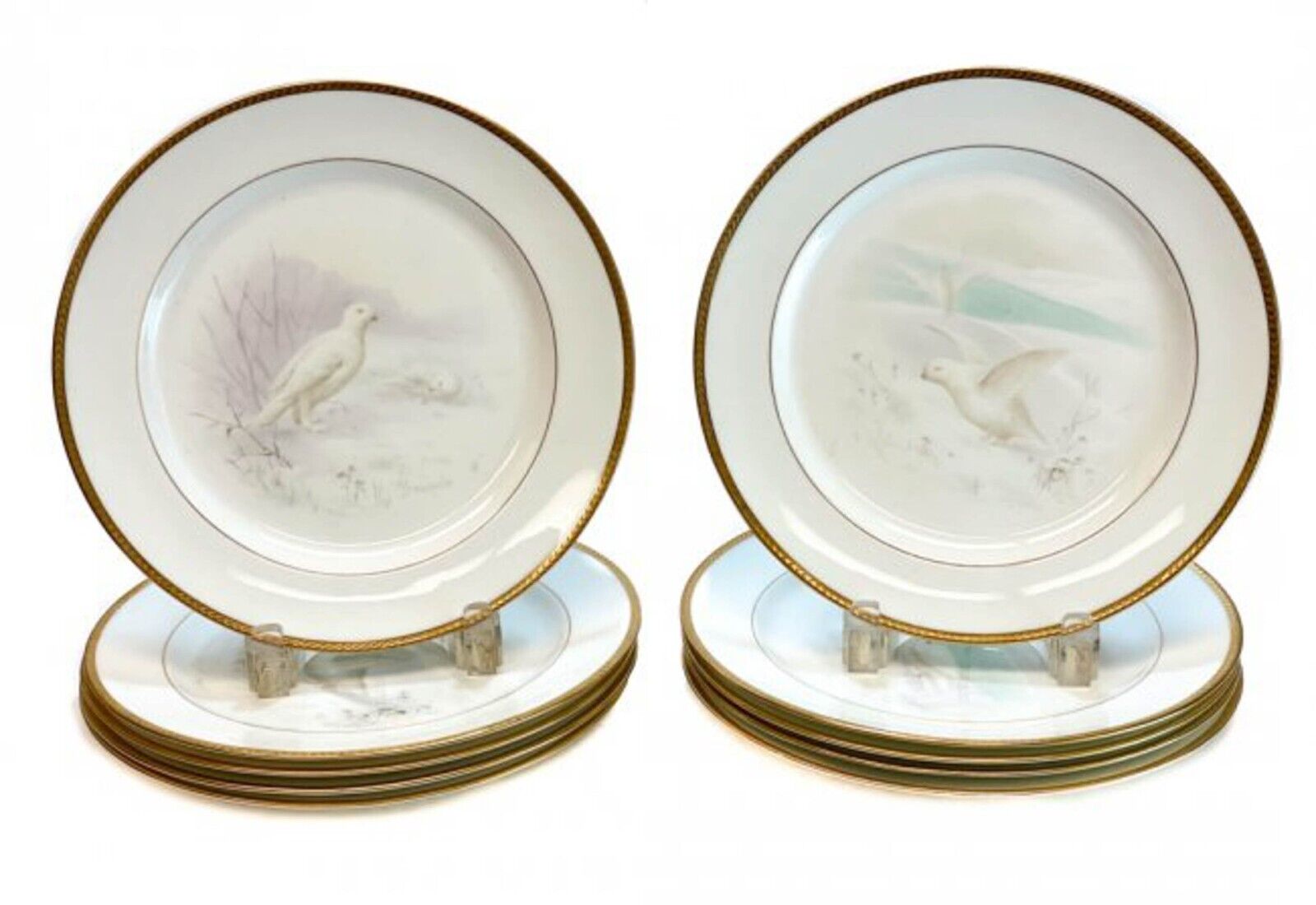 10 Lenox Porcelain for Tiffany & Co Dove Cabinet Plates Signed Morely