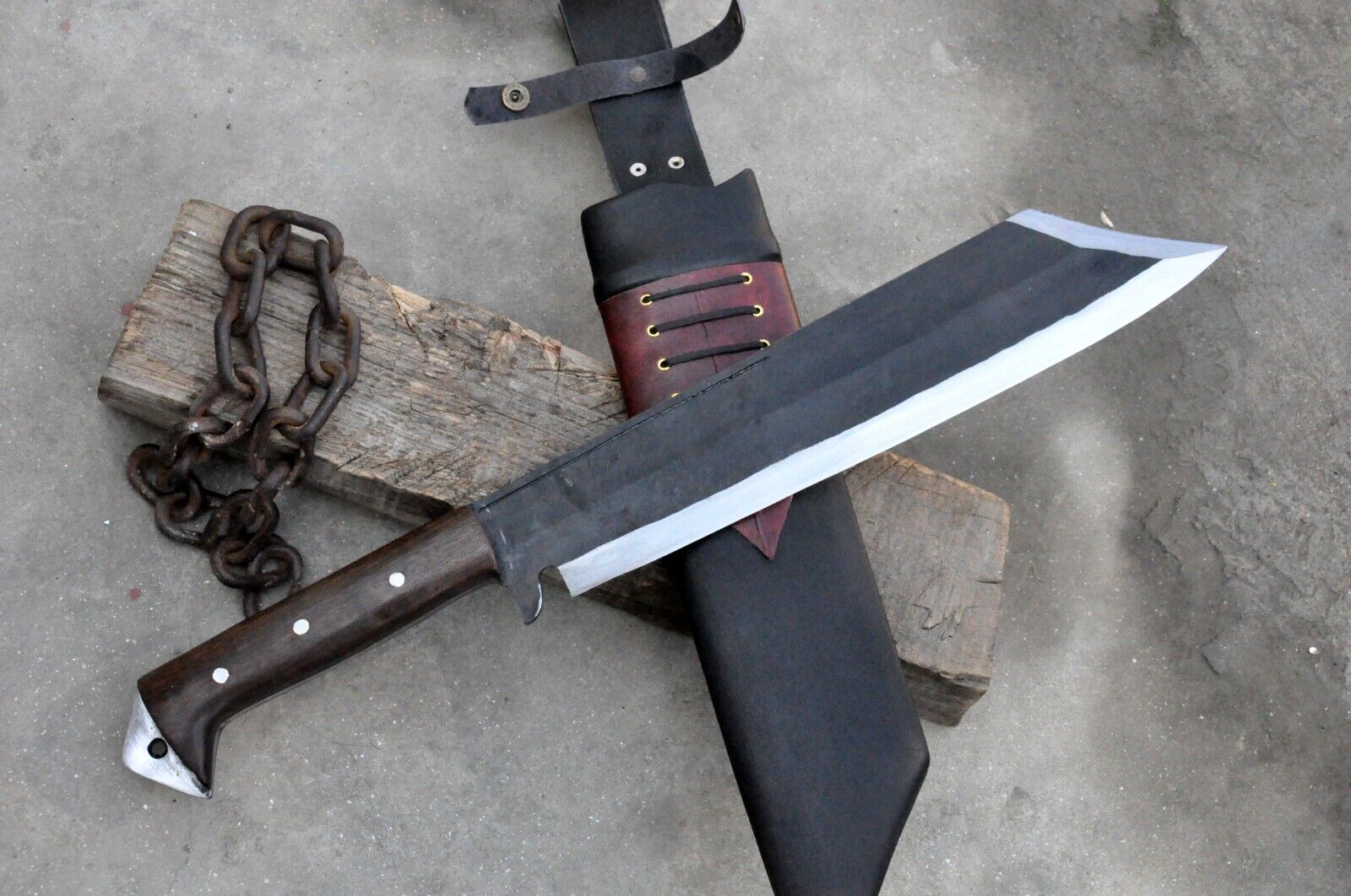 15 inches Long Blade Handmade Cleaver-large hunting machete-Tactical-Combat