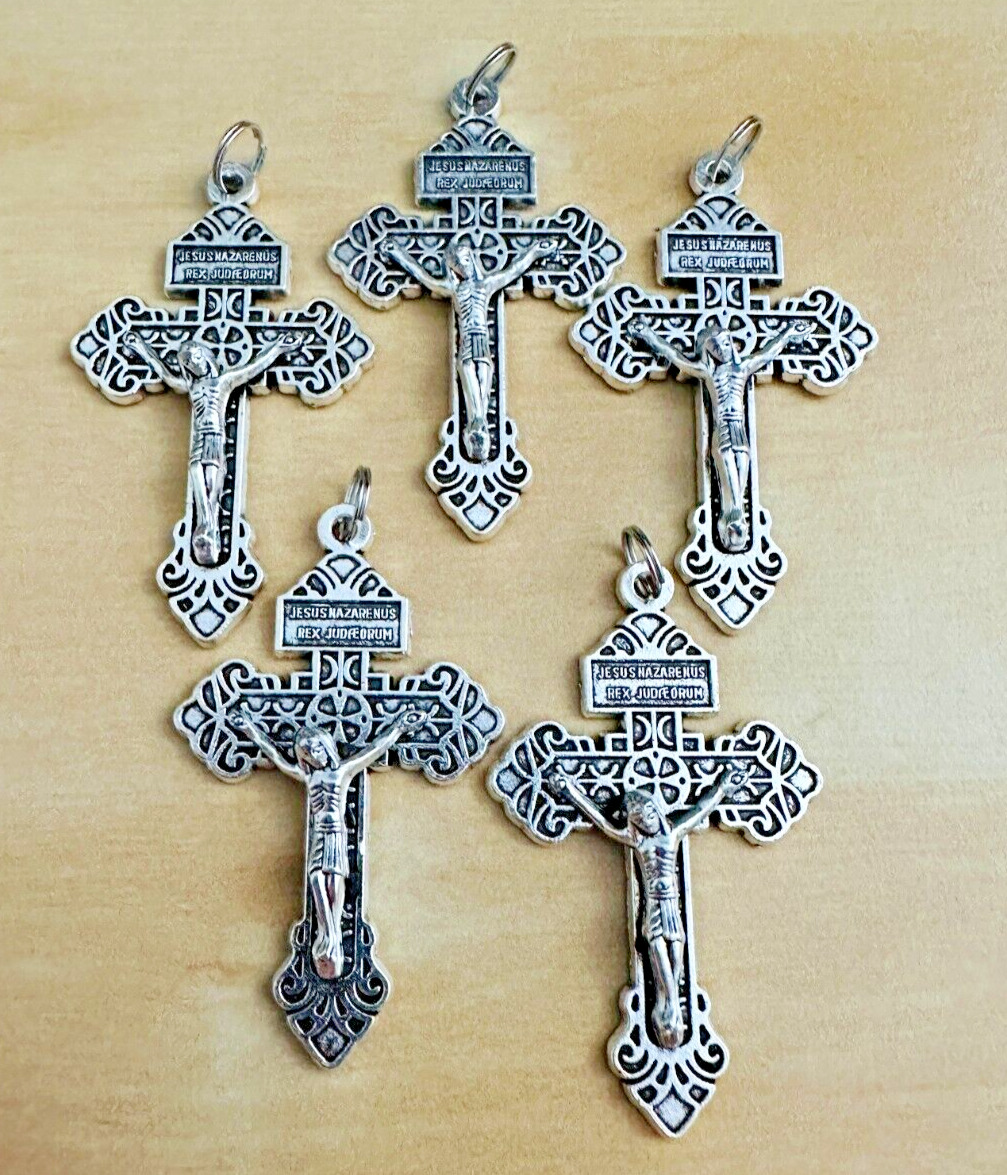 Jesus Cross Lot of 5 Pardon Crucifix Double Sided Cross Vintage Style Catholic
