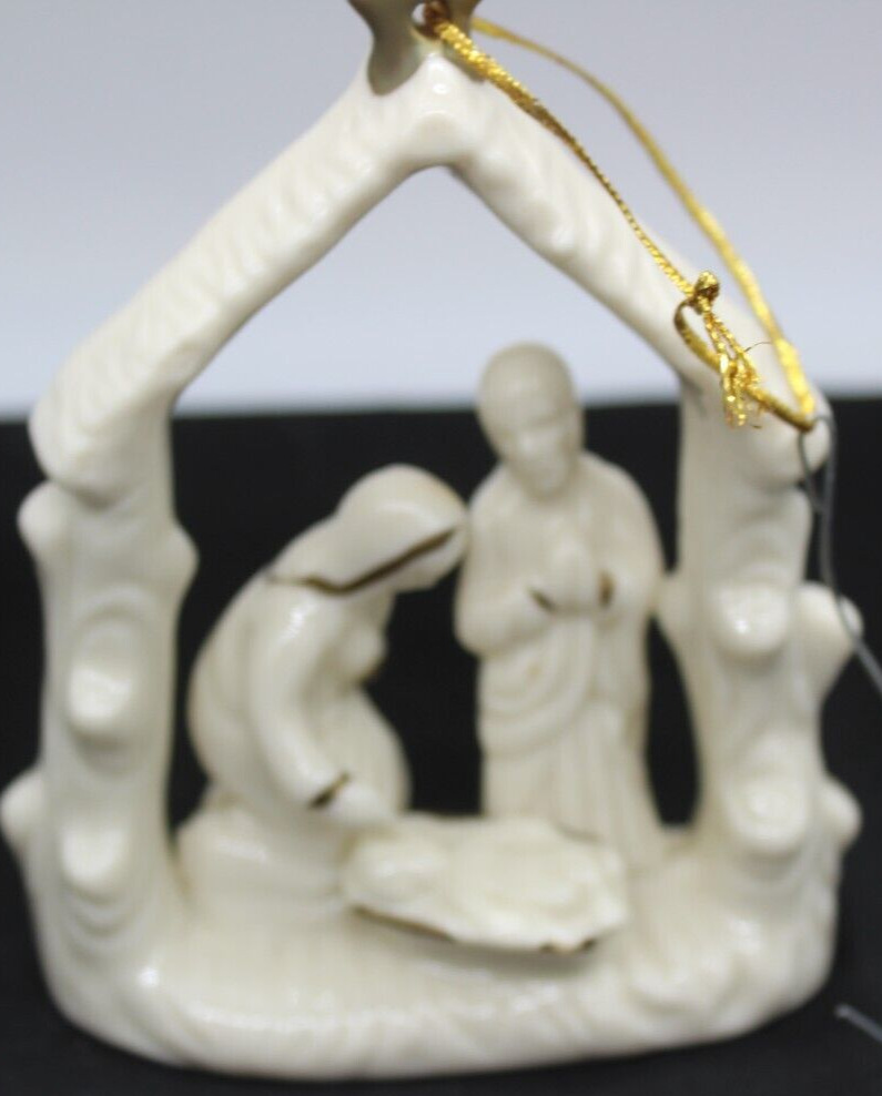 Vintage Ceramic Classic Traditions Nativity Hanging Ornament, boxed.