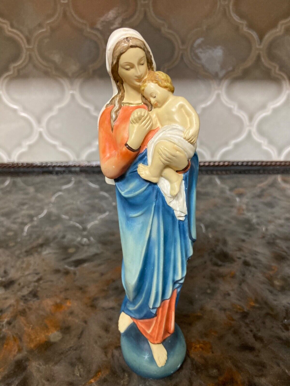 Original DOLFI Virgin Mary Hand Painted Sculpture