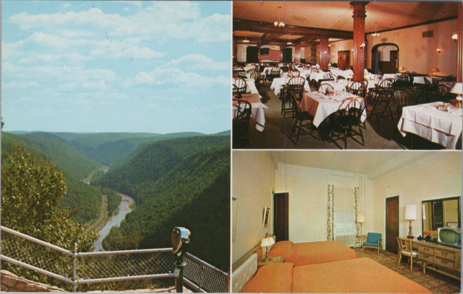 Penn-Wells Hotel Wellsboro PA Pennsylvania Dining Room Mosiac UNP Postcard 7275