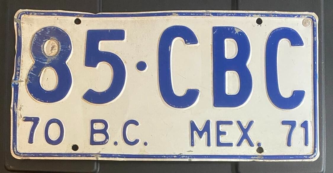 Mexico 1970-1971 BAJA CALIFORNIA License Plate # 85-CBC