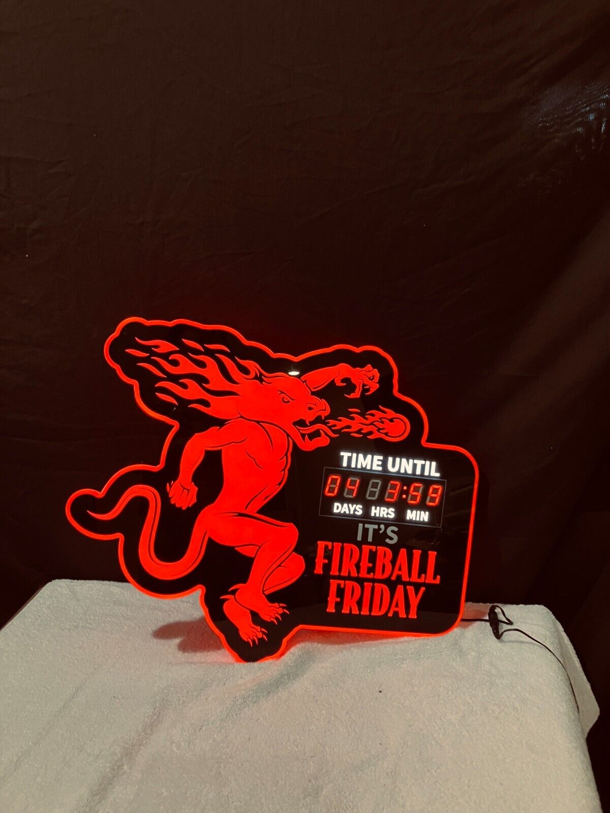 It\'s Fireball Friday (5 day countdown) LED Dragon Light Up Sign (working)