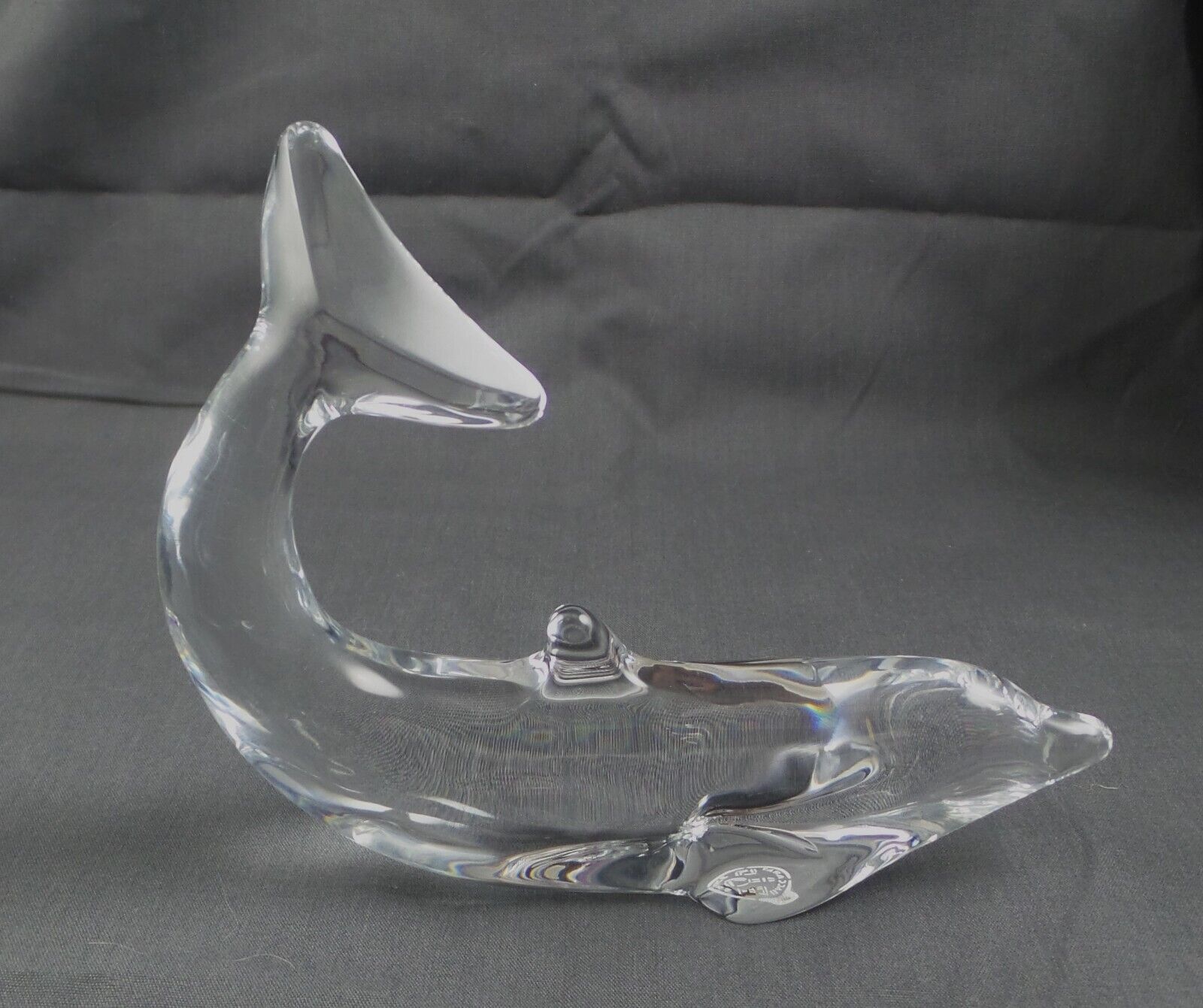 Baccarat Crystal Dolphin Figure / Figurine ~ Tail Up