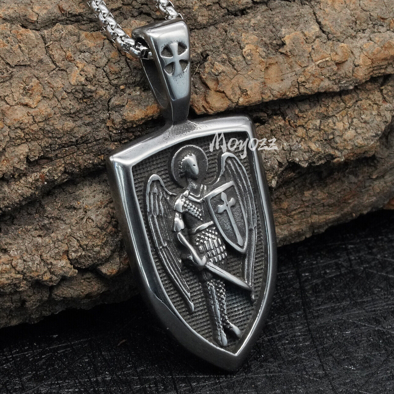 Catholic Mens Archangel St Saint Michael Medal Pendant Necklace Stainless Steel