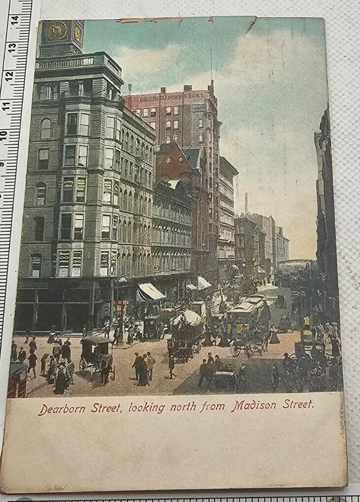 Antique Ephemera Postcard Posted 1910-15 era dearborn street ILFranklin 1c RARE 
