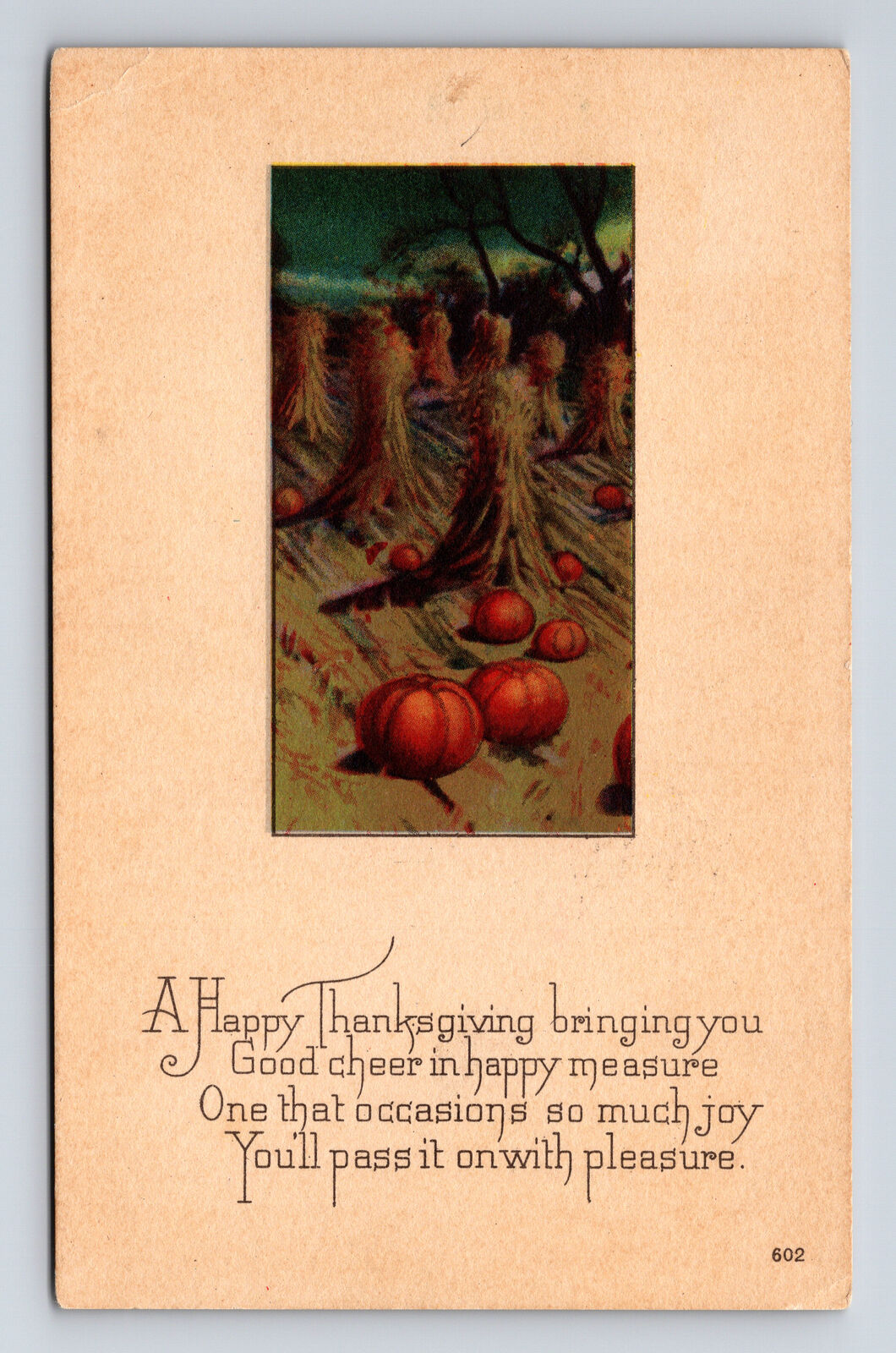 1923 Happy Thanksgiving Pumpkin Corn Harvest 602 Postcard