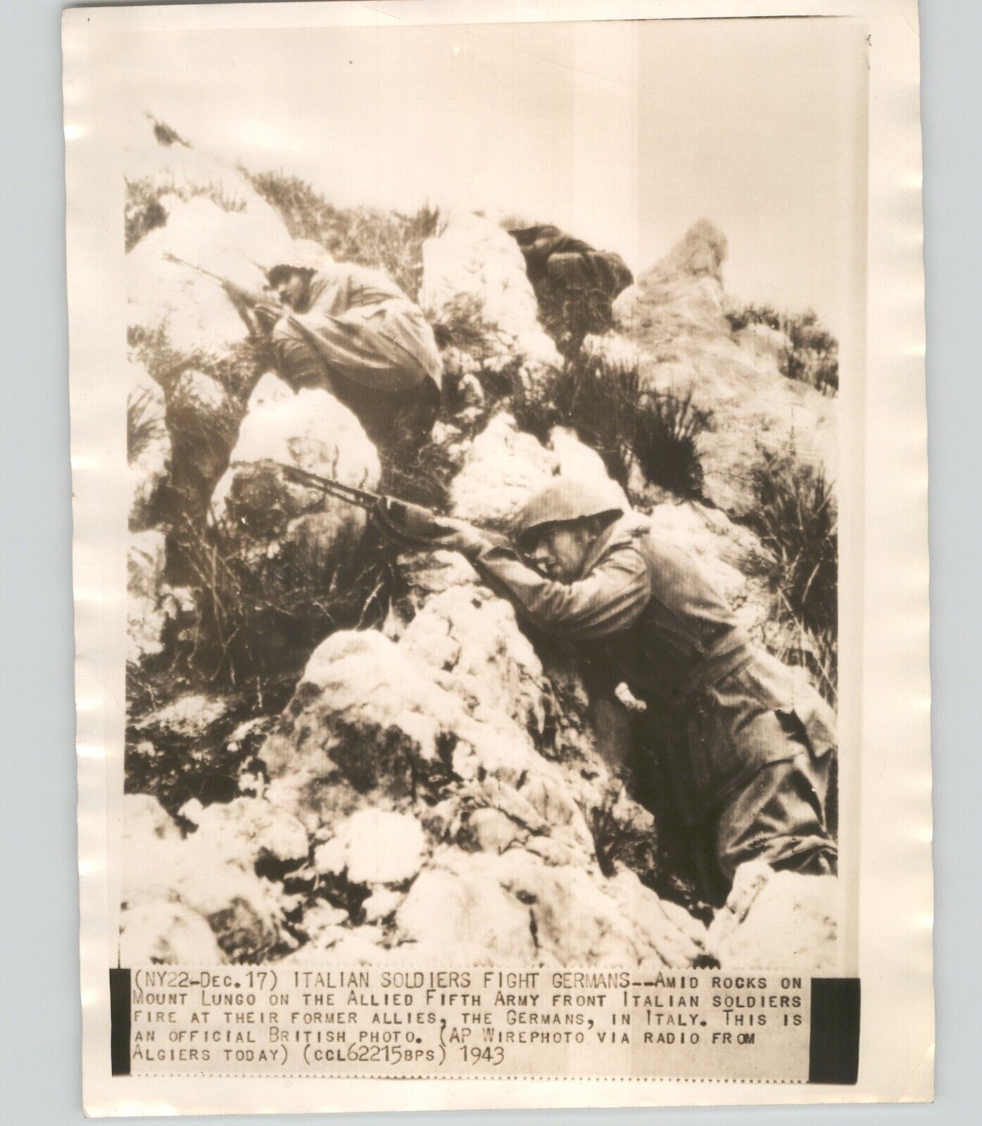 Italian TROOPS Fight Germans on ALLIED Front ITALY World War II 1943 Press Photo
