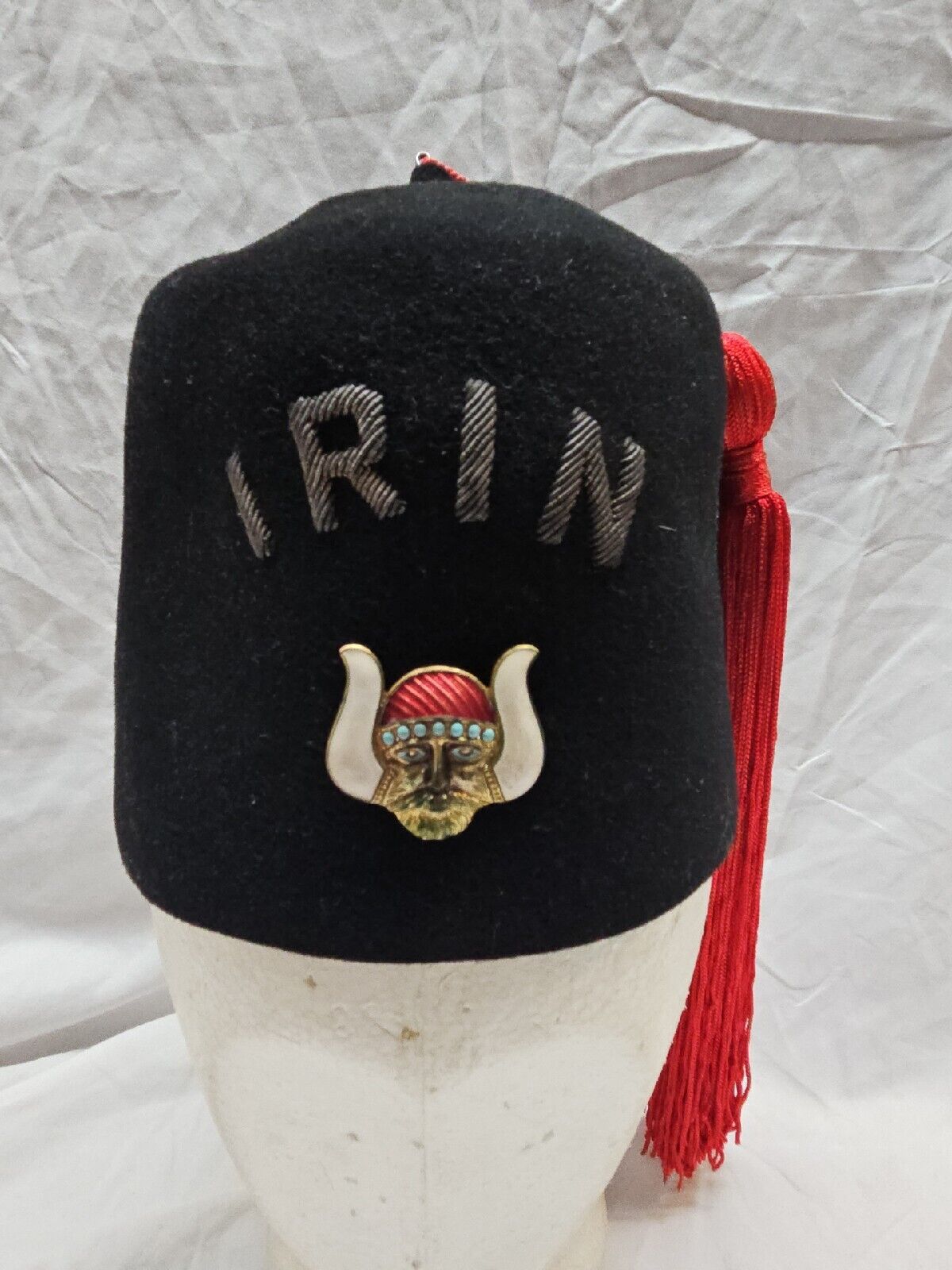 Vintage Gemsco Masonic IRIN Shriners Hat w/Enamel Viking Pin Sz 6 7/3