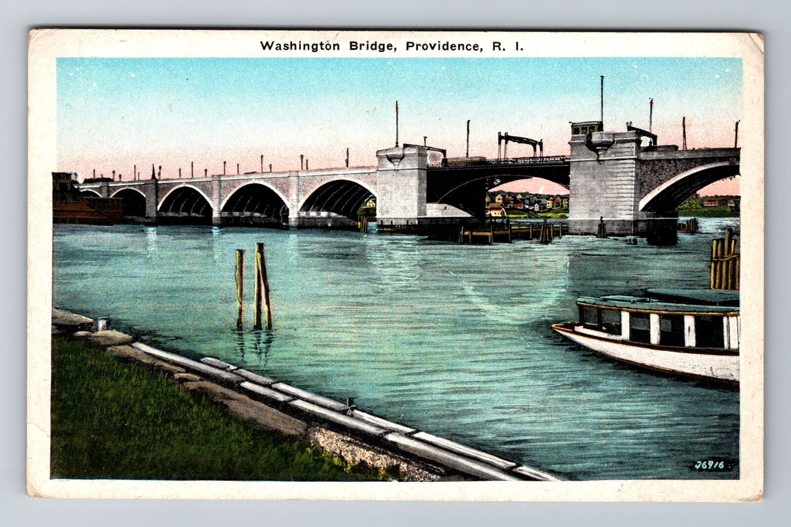 Providence, RI-Rhode Island, Washington Bridge Antique Souvenir Vintage Postcard