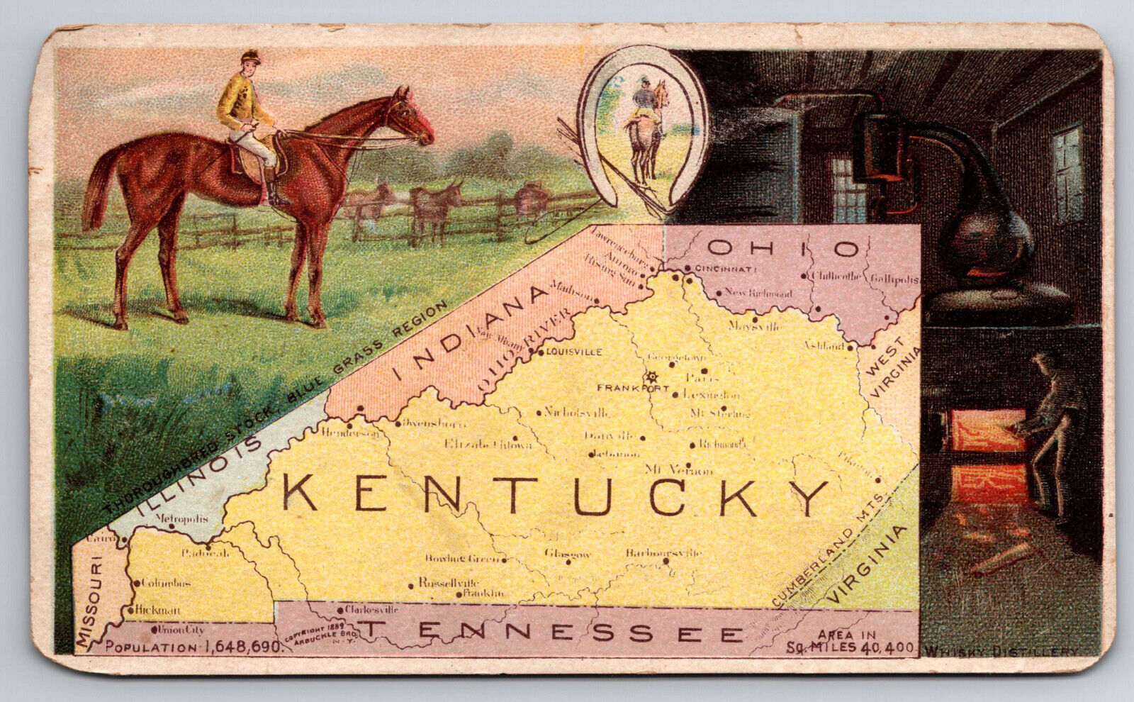 Victorian Trade Card Arbuckles Ariosa Coffee Kentucky Horses -5636