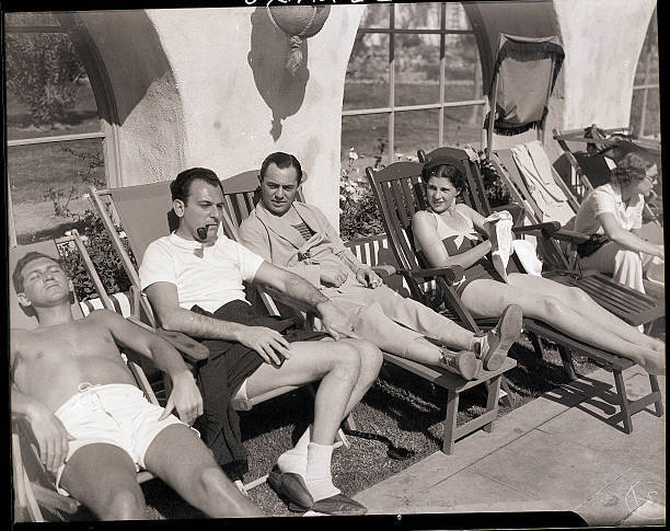 Richard Rodgers and Moss Hart with Sunbathers 1933 Photo Palm Springs, CA- Amo