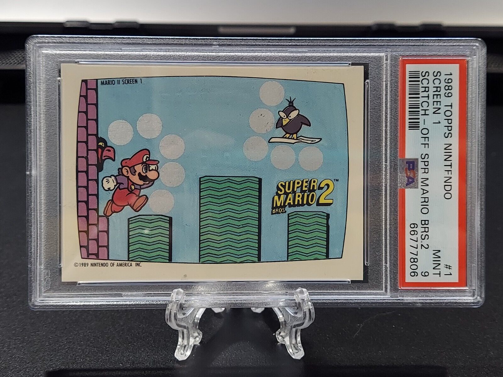 1989 Topps Nintendo Super Mario Bros. 2 Scratch-Off Screen 1 #1 PSA 9 LOW POP