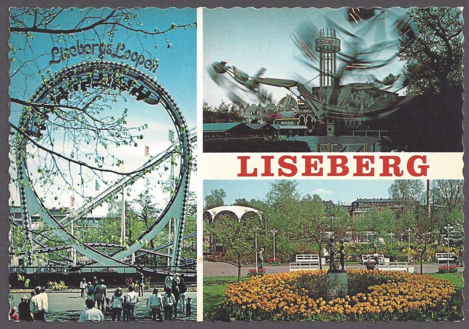 LISEBERG Postcard Gothenburg Sweden Amusement Park Liseberg Loop Turbo Star