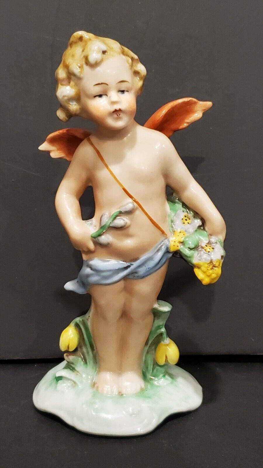 Antique FASOLD & STAUCH Porcelain Cherub - From the 4 Seasons Series - Spring