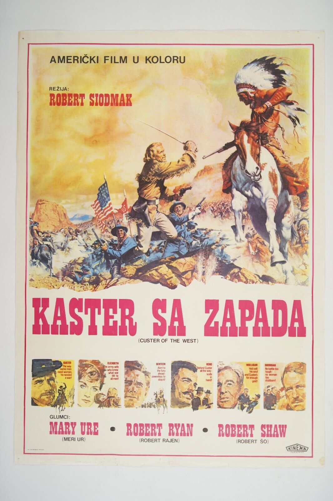 CUSTER OF THE WEST Original exYU movie poster 1967 ROBERT SHAW, ROBERT SIODMAK