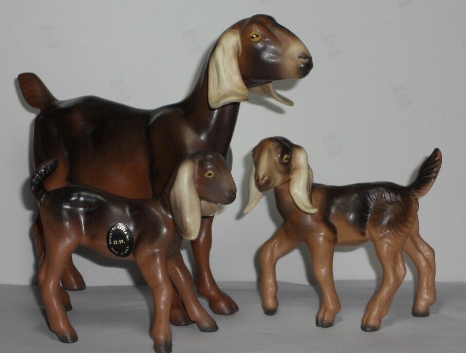 Vintage Hagen Renaker Designer Workshop Nubian Goat Family Set 1984 - 1986