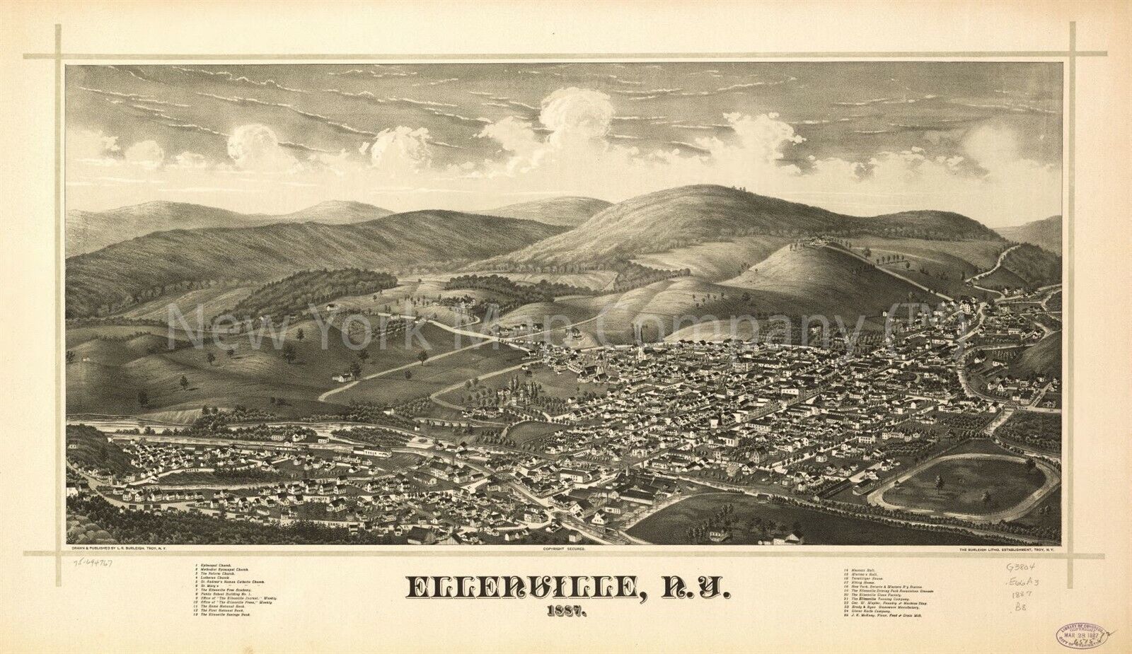 1887 Map of Ellenville, N.Y. | Vintage Ellenville N.Y. Map | New York Map Reprod