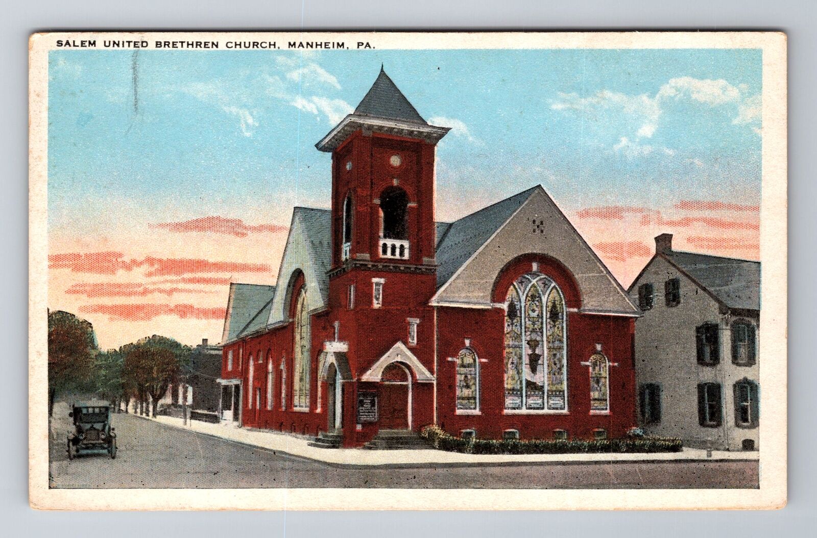 Manheim PA-Pennsylvania, Salem United Brethren Church, Vintage Souvenir Postcard