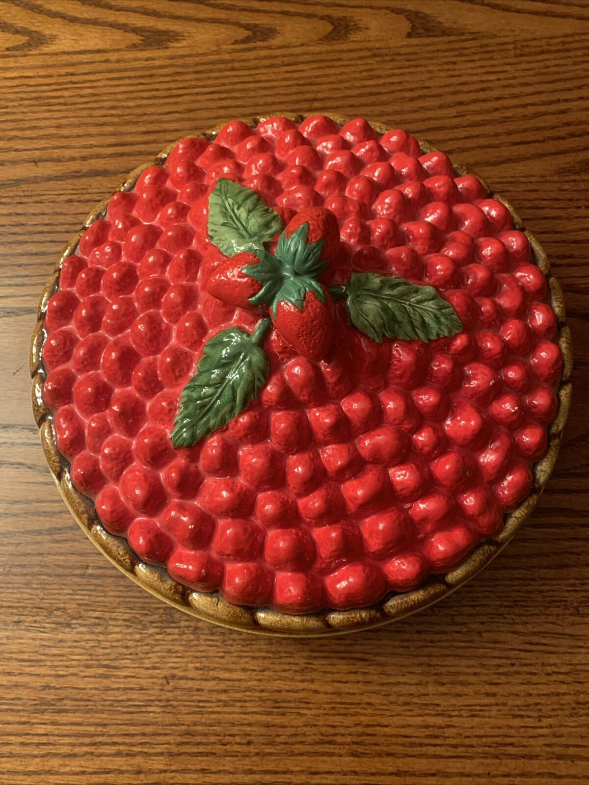 Vintage Strawberry Pie Plate & Lid
