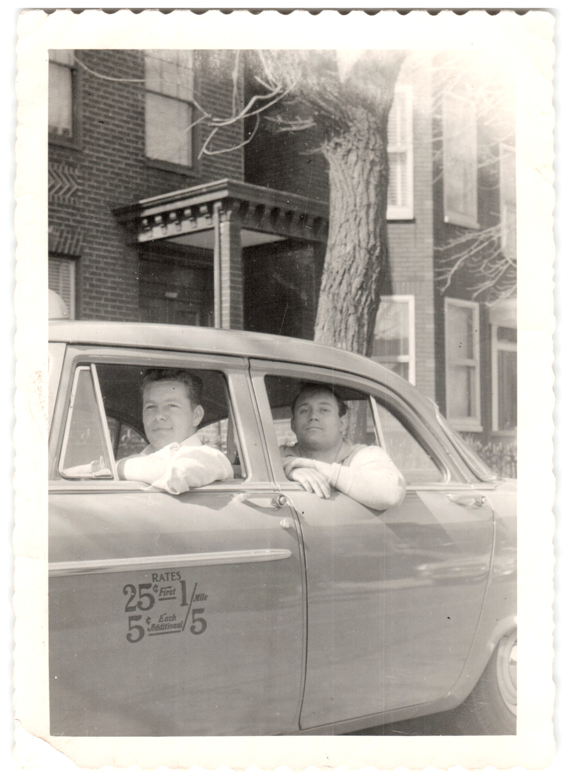 Vintage 1950\'s B/W Candid Photo 2 Men Sitting in a Cab