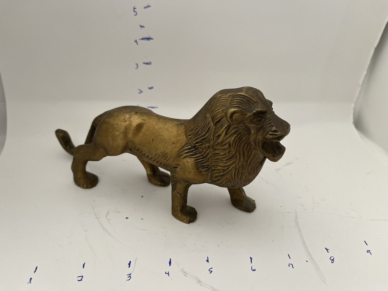 Vintage Solid Brass Lion Figurine 8 Inches