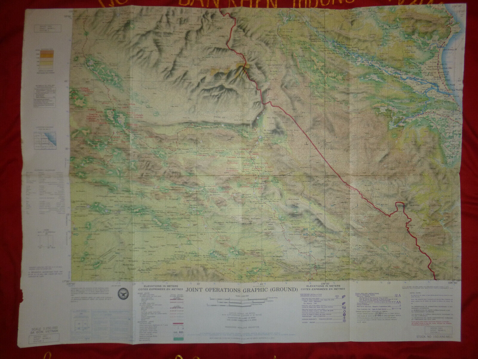 Rare Map - NE-48-11 - North VN and LAOS - US Black Ops - White Star, Vietnam War