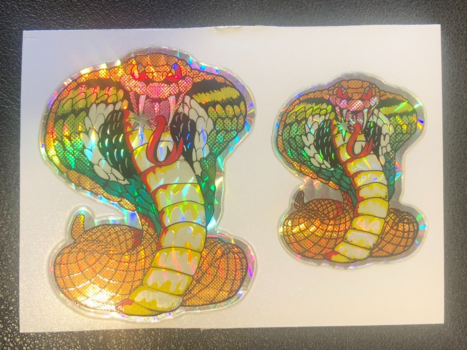 (2)x King Cobra Snake Collector Hologram Sticker Card 2 1/4