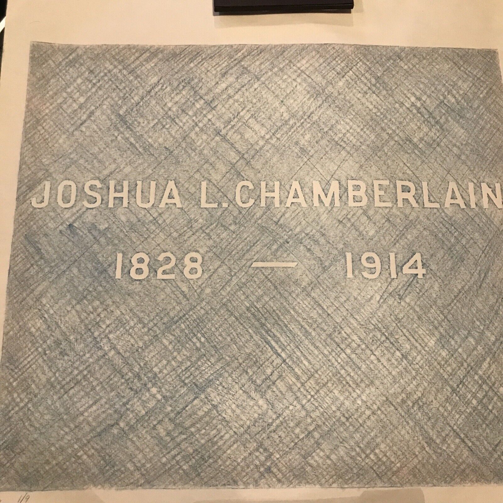 Original Grave Rubbing Joshua Lawrence Chamberlain Grave in Maine About 24x24 In