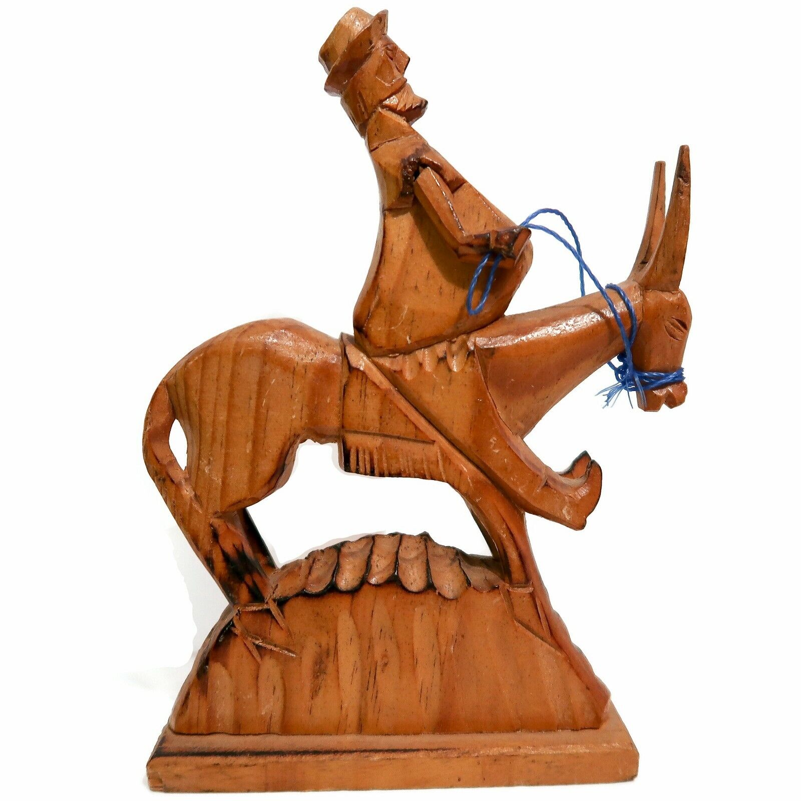 Vintage MCM Don Quixote\'s Partner Sancho Panza Wood Carving Art