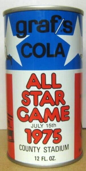 GRAF\'S COLA ALL STAR GAME 1975 MLB PLAYOFF ss Soda CAN, Milwaukee, WISCONSIN 1+