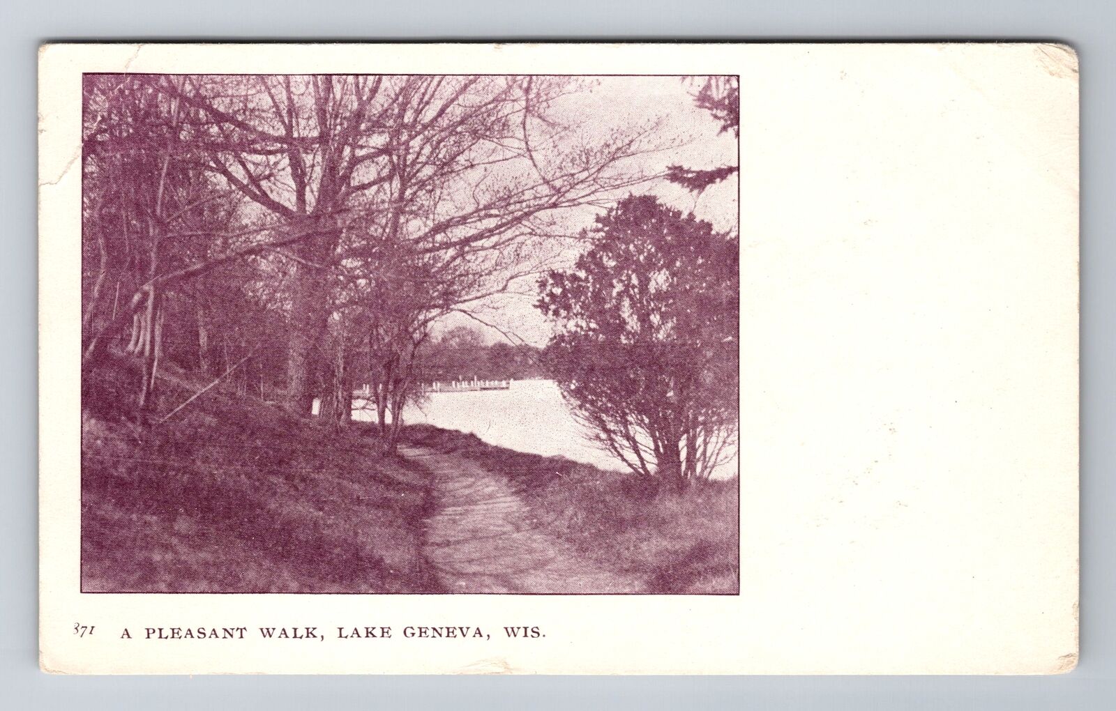 Lake Geneva WI-Wisconsin, Scenic Walk Along The Lake, Antique Vintage Postcard