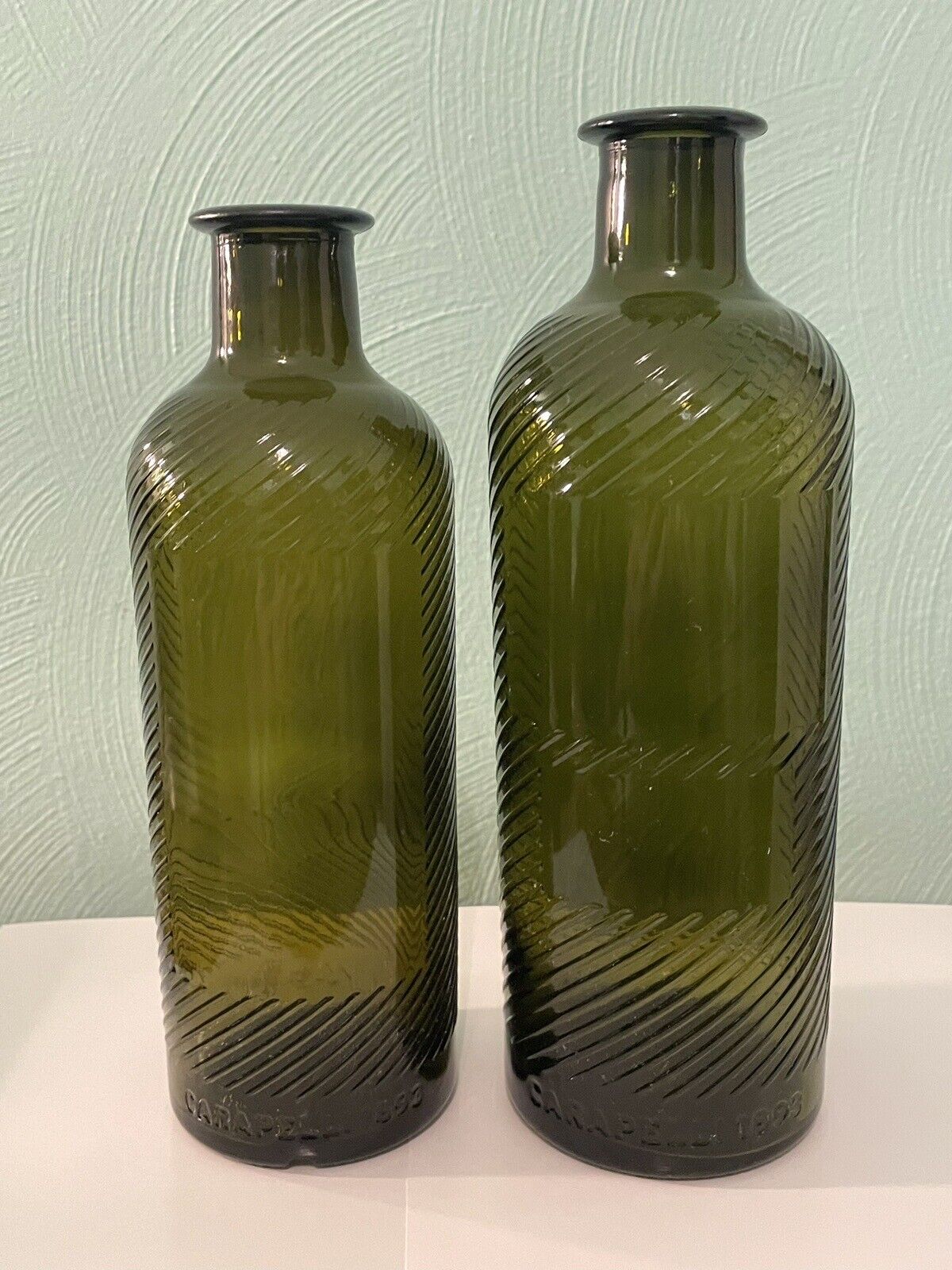 Two Decorative CARAPELLI 1893 Olive Oil Bottles 75cl And 100cl (Empty and Clean)