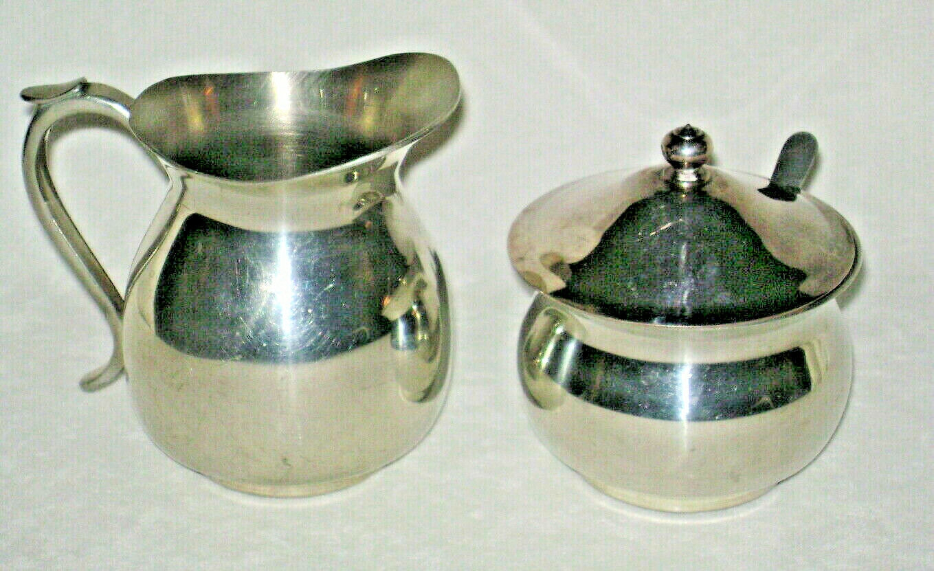 Aitkens Pewter Creamer & Sugar with Matching Spoon Fredericton N.B. Canada