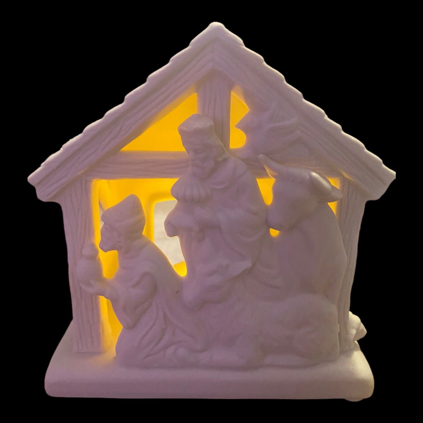 Party Lite O Little Town Nativity Kings White Bisque Porcelain Candle Holder