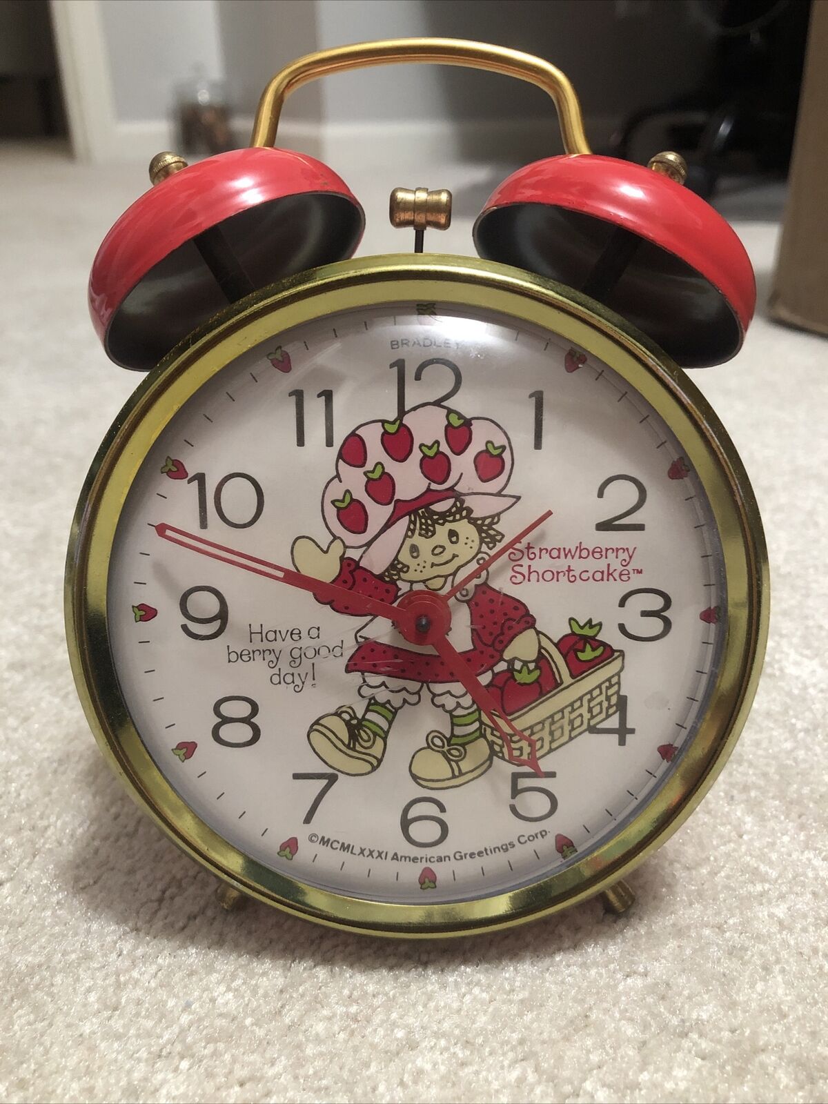 Vintage 1981 Strawberry Shortcake Alarm Clock American Greetings Corp Bradley