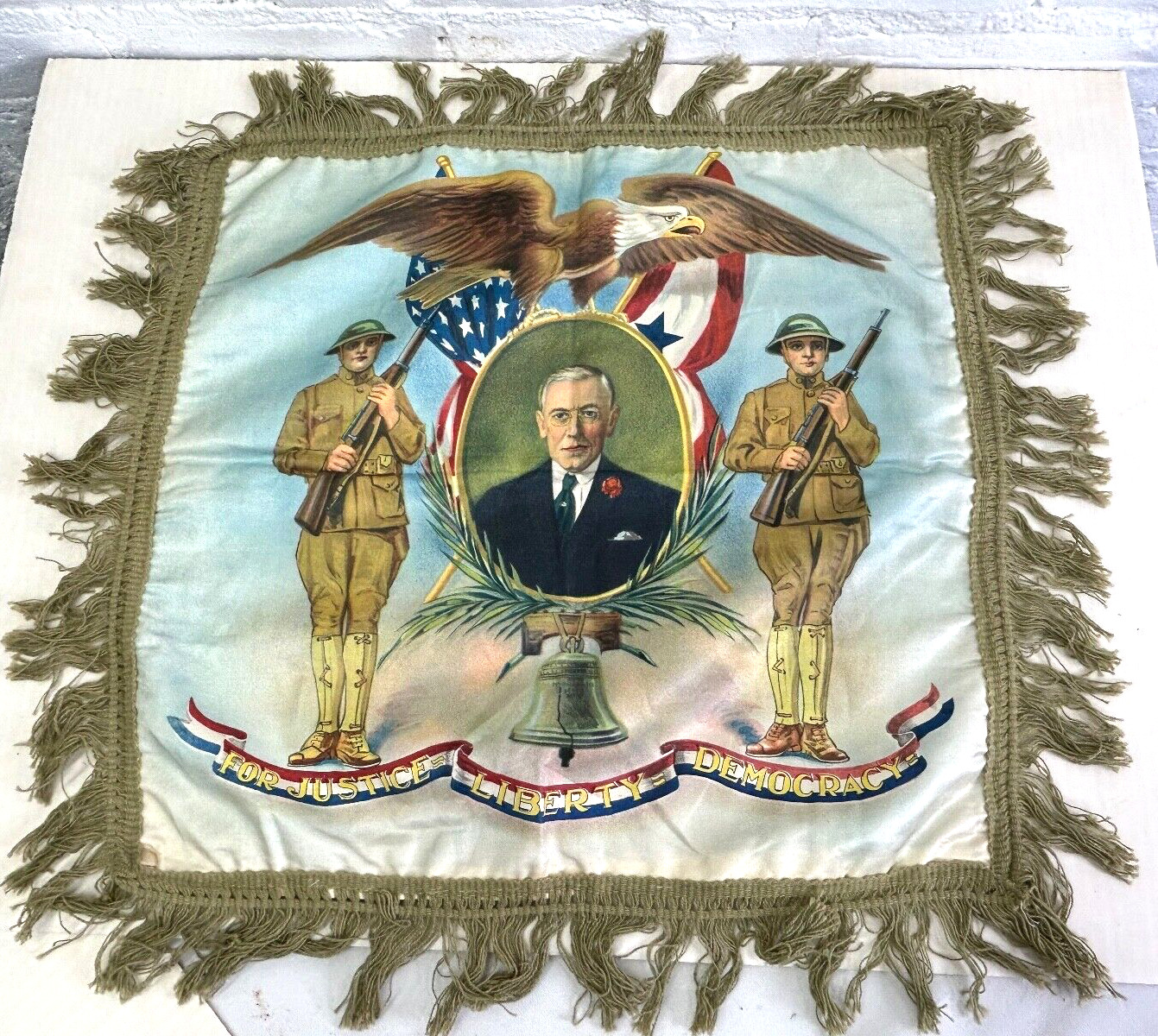 WWI President Woodrow Wilson Patriotic US Army Pillow Case