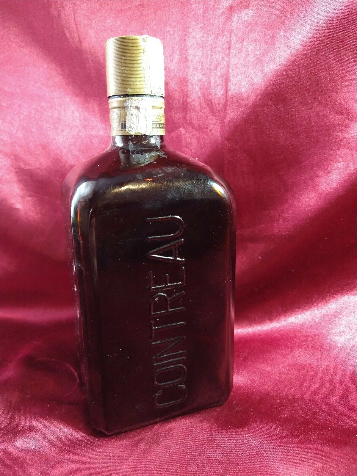 Vintage COINTREAU Embossed Brown Glass Liquor Bottle 0.75L EMPTY Made in France